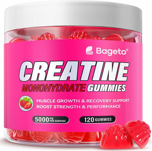 Creatine Monohydrate Gummies 5000mg for Men & Women, Gomitas de Creatina 5g Creatine Monohydrate, 0g Sugar Chewables Creatine Pre-Work Out for Muscle Strength, Vegan,120 Count, Strawberry